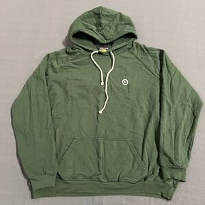 Big Bud Press Hoodie Mens XL Green Cotton Ribbed Hem & Cuff Drawstring Pullover